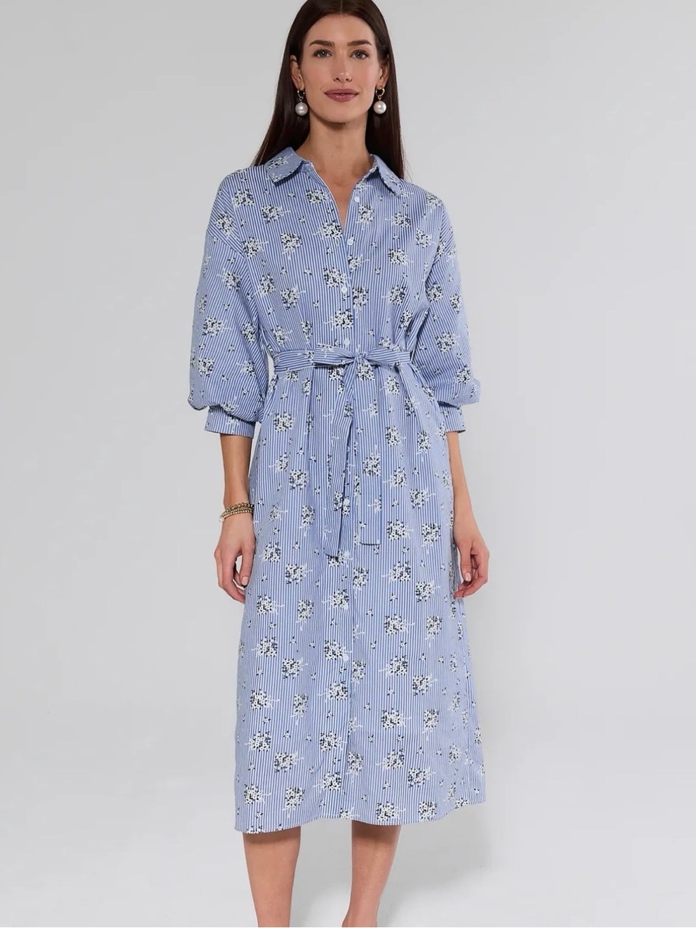 NWT Avara Summerlyn Stripe Floral Shirt Dress